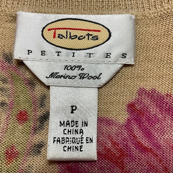 TALBOTS 100% Merino Wool Finely Knit Long Sleeve V-Neck Sweater Paisley Print S - Picture 6 of 9